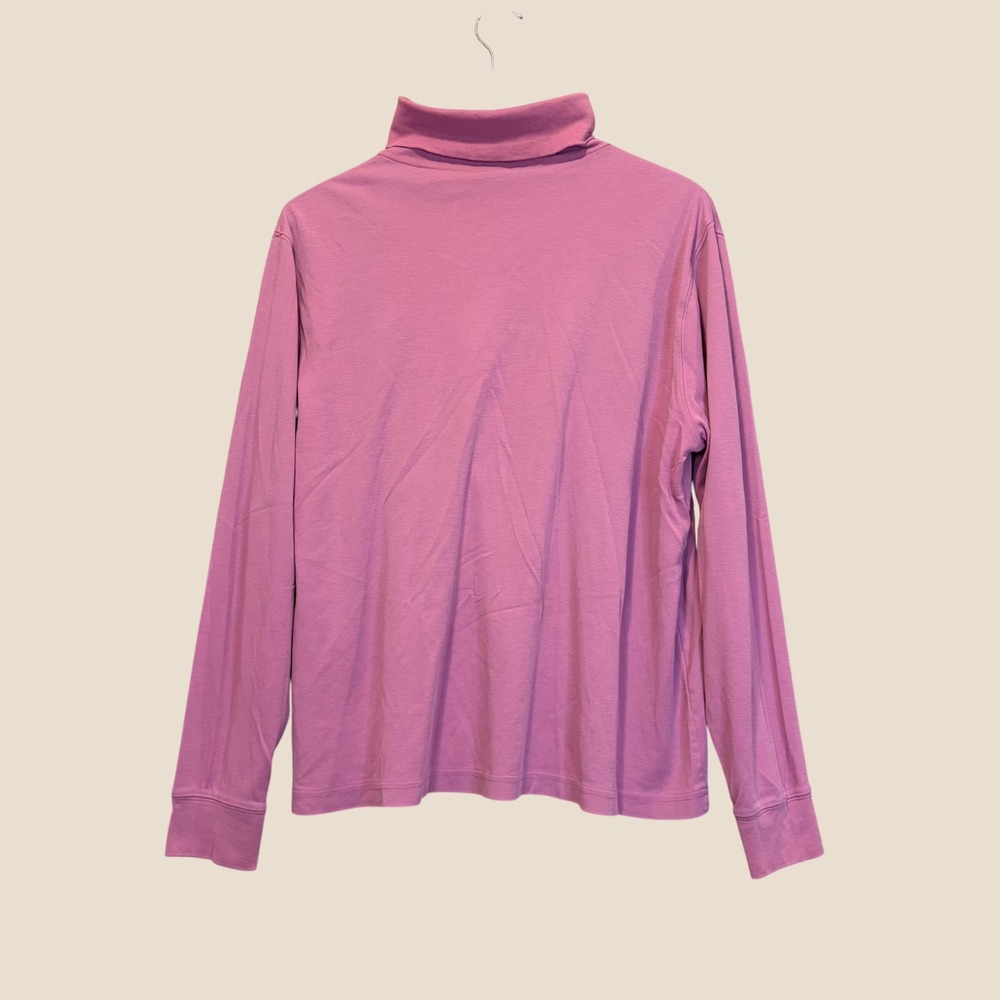 Lands' End Turtleneck Women XL 18-20 Pink Long Sleeve Cotton Blend Classic Basic